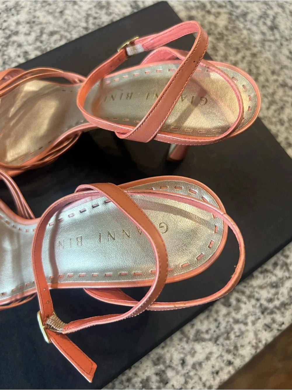 Gianni Bini Peach Knot-Strap Heeled Sandals NEW